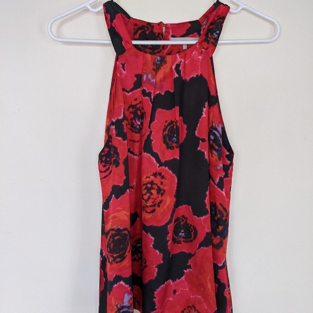 Red & black floral top, size small